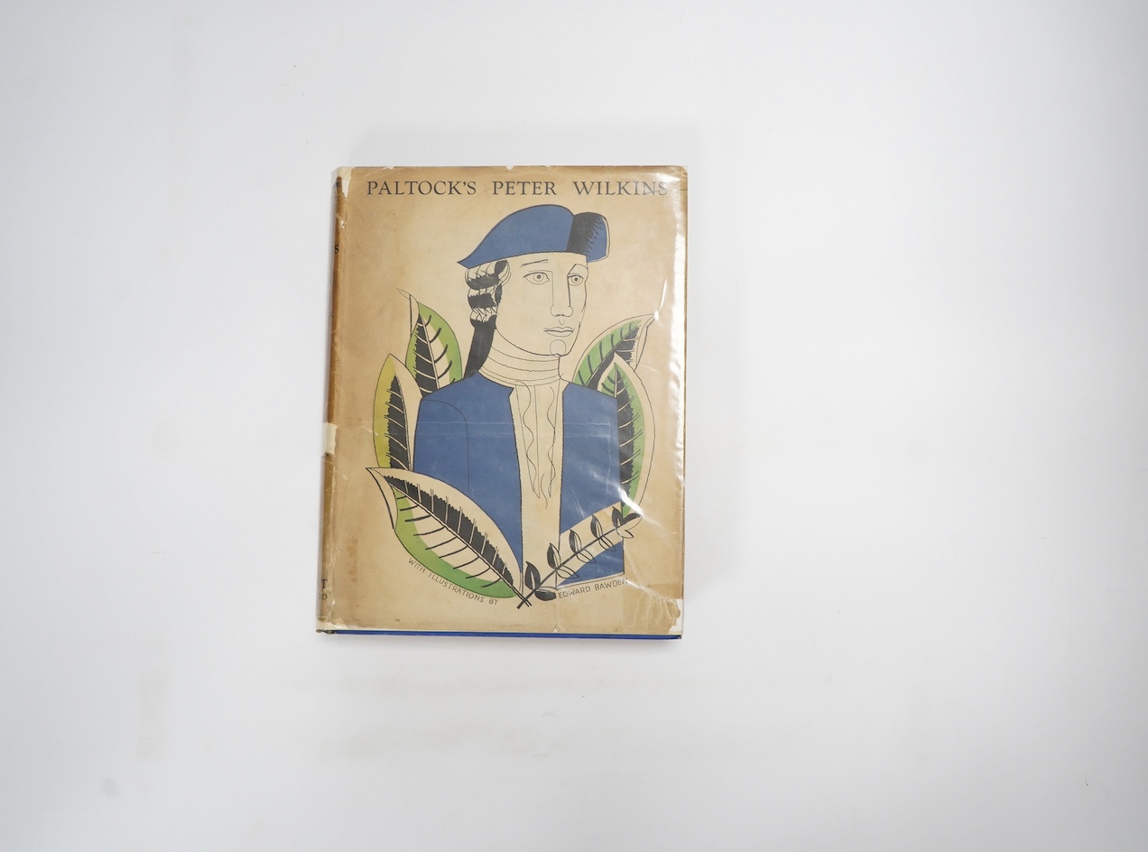 Bawden, Edward first book as illustrator - Paltock, Peter - The Life and Adventures of Peter Wilkins, 4to, blue cloth gilt in a torn d/j, with loss, with 19 coloured stencil illustrations, 5 being full page, 4 double-pag